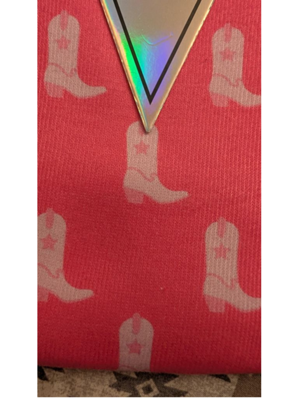 Living Royal Pink White Cowboy Boots Crew Socks One Size - Picture 2 of 4